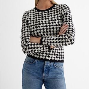 Express Black and White Houndstooth Sweatshirt